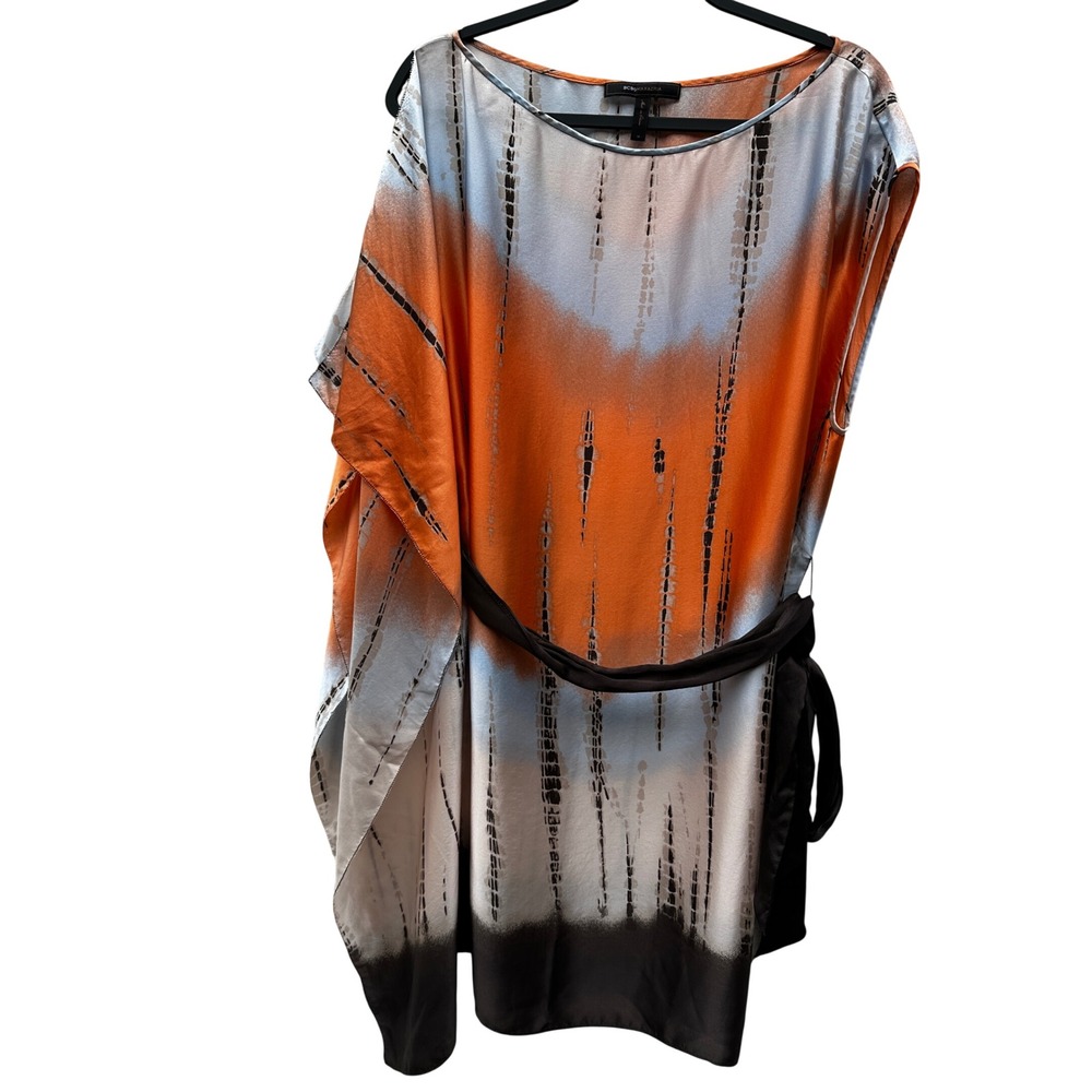 BCBGMAXAZRIA Silk Tie Dye Kaftan Tunic Top Size Medium Boho Artsy
